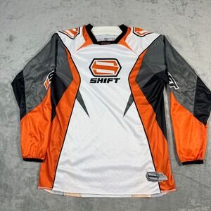 Shift Mens Large Motocross Jersey White Orange Black Racing Gear Long Sleeve